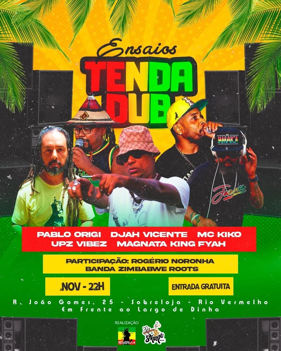 Ensaios Tenda Dub – Magnata King Fya, Kiko Mc, Pablo Origi, Ups Vibes e Djah Vicente