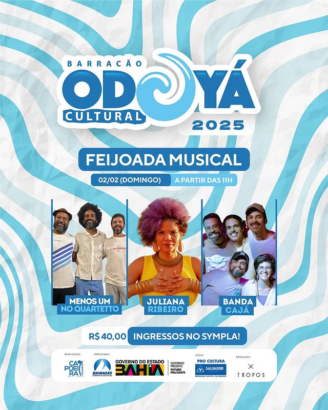 Barracão Cultural Odoyá – Juliana Ribeiro, Menos um no Quartetto e banda Cajá