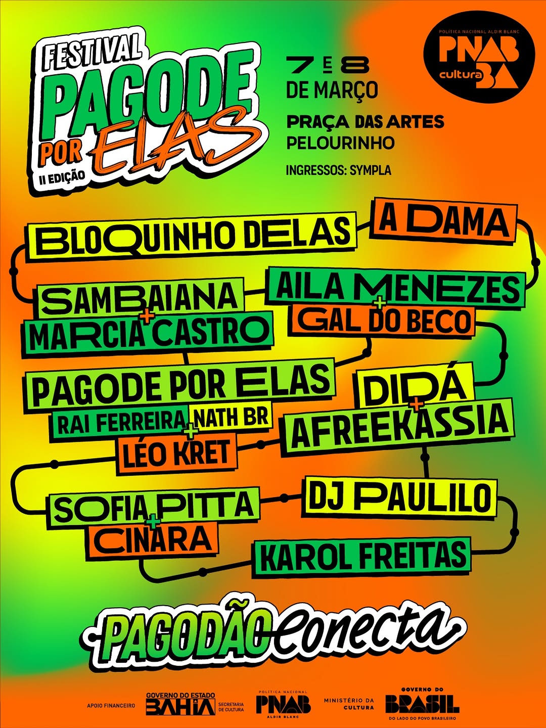 Festival Pagode Por Elas – A Dama, Aila Menezes e Gal do Beco, Sofia Pitta e Cinara, Pagode Por Elas com Rai Ferreira, Léo Kret e Nath BR e DJ Paulilo