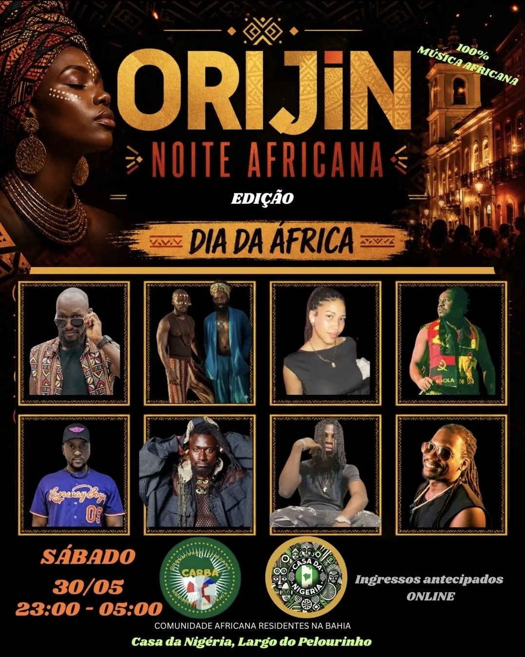 Orijin: noite africana – FÀÁJÌ afrobeats, Wonuola, DJ Dami, DJ Fábio Lima, DJ Blvck Sosaa, Eco de Gubé, DJ Hendo e DJ Amar Mansoor