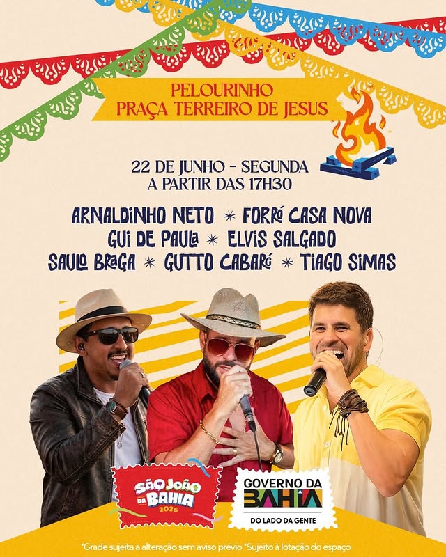São João no Pelô – Arnaldinho Neto, Forró Casa Nova, Gui de Paula, Elvis Salgado, Saulo Braga, Gutto Cabaré e Tiago Simas