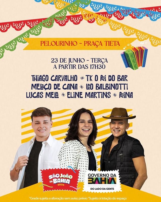São João no Largo da Tieta – Thiago Carvalho, TK O Rei do Bar, Melaço de Cana, Leo Balbinotti, Lucas Melo, Eline Martins e Reina