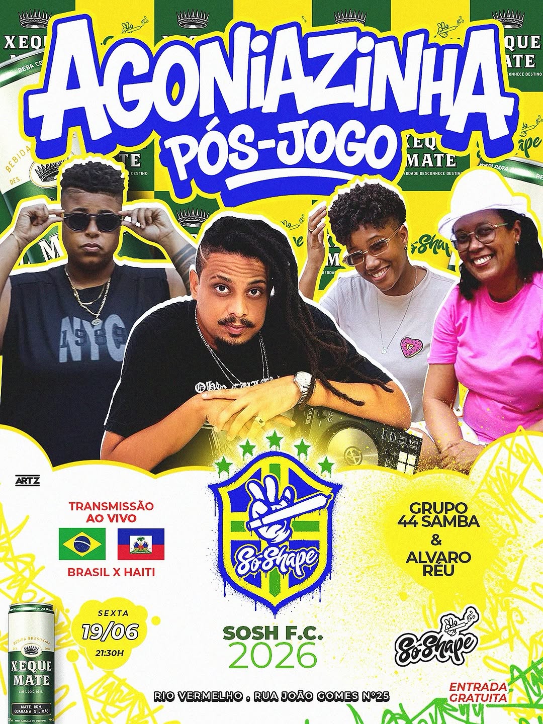 Agoniazinha pós-jogo com Grupo 44 Samba e Alvaro Réu