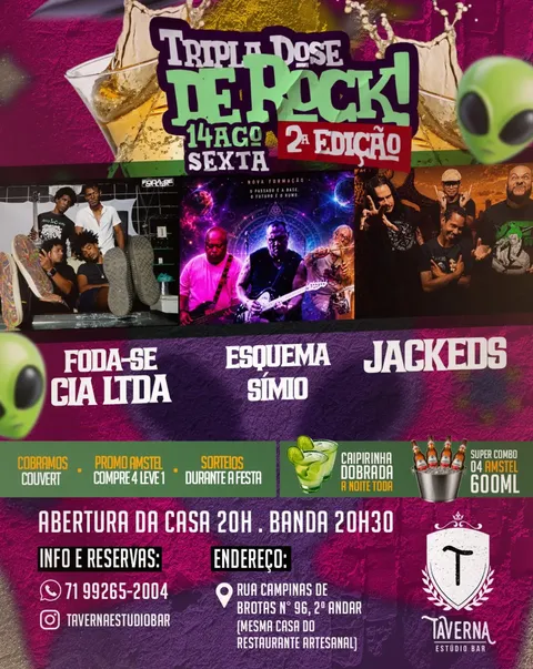Tripla Dose de Rock – Foda-se Cia Ltda, Jackeds e Esquema Símio