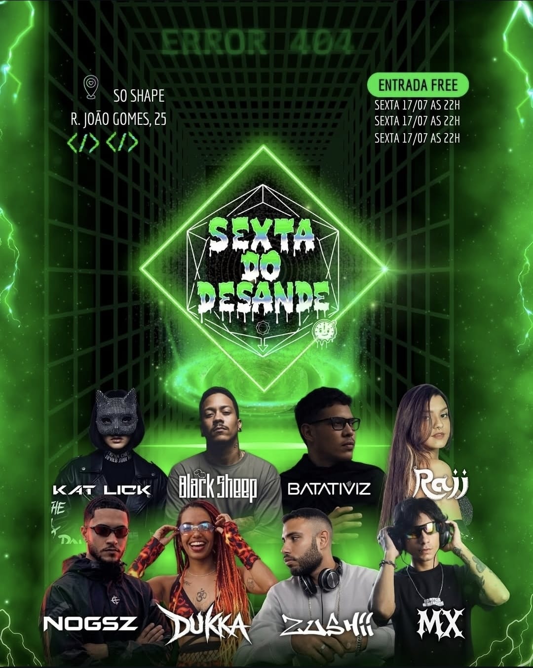 Sexta do Desande – Nogsz, Kat Lick, Black Sheep, Batativiz, Dukka, Zushii, Rajj e MX