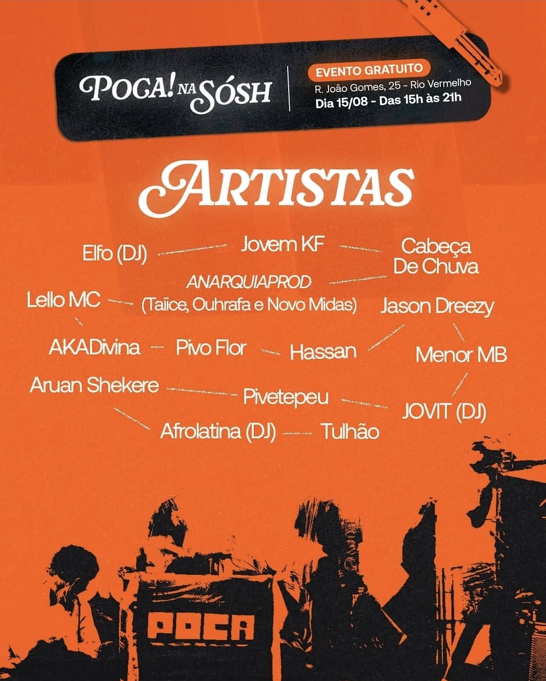 Poca! na Só Shape – Elfo, Jovem KF, Cabeça de Chuva, Lelo MC, Anarquiaprod, Jason Dreezy, AkaDivina, Pivo Flor, Hassan, Menor MB, Aruan Shekere, Pivetepeu, Jovit, Afrolatina e Tulhão